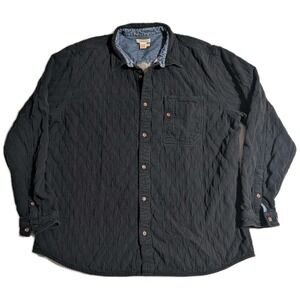 Carbon 2 Cobalt Shacket Mens XL Black Quilted Shirt Jacket Denim Trim Heavy